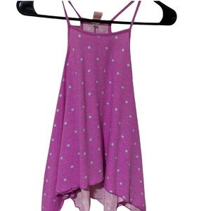 Total Girl T-Back flowy purple tank with aqua polka dots size 8